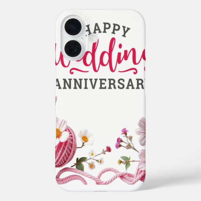 Funda iPhone 16 Feliz aniversario de bodas (Reverso )
