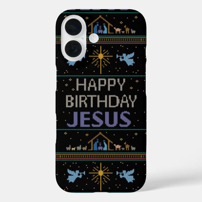 Funda iPhone 16 Feliz cumpleaños feliz Jesús (Reverso )