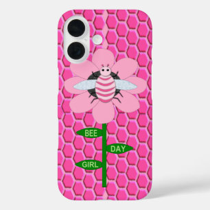 Funda iPhone 16 Feliz Día de la Abeja Chica Cumpleaños Abejorro Ro