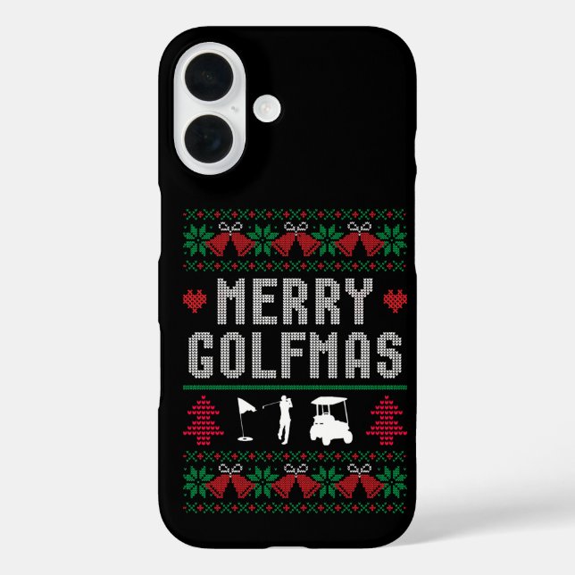 Funda iPhone 16 Feliz Golfmas Golf Golfing Golfer Navidad Fea  (Reverso )