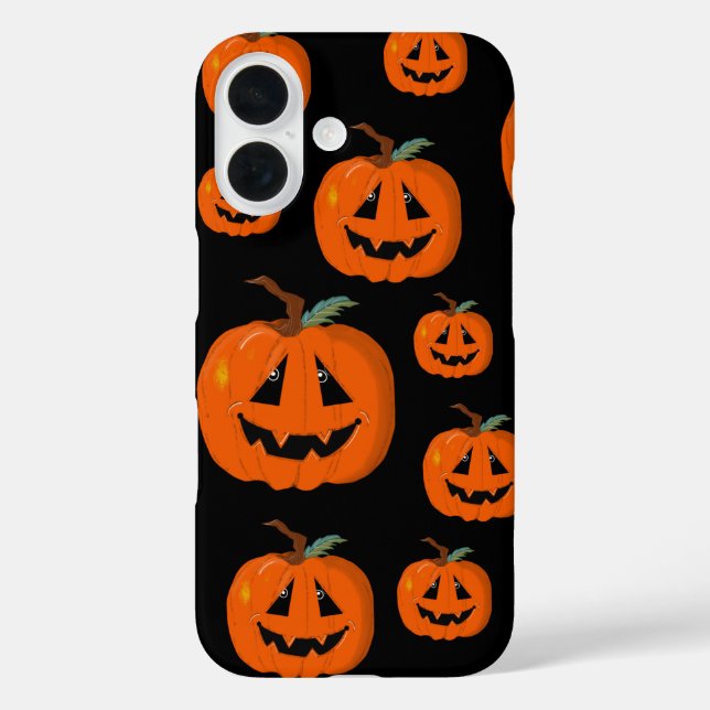 Funda iPhone 16 Feliz Halloween Jack O Lantern Arte ilustrativo (Reverso )