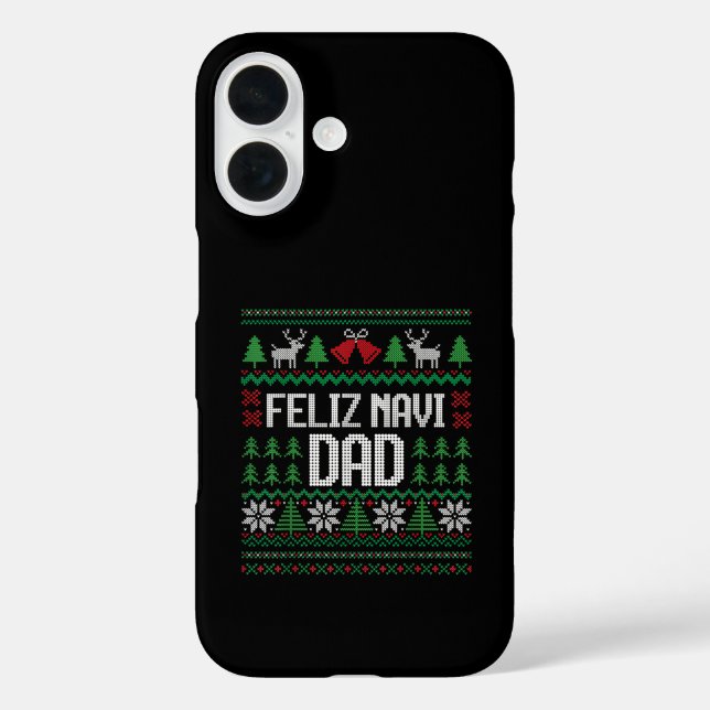Funda iPhone 16 Feliz Navi Papá Funny Ugly Sweater Navidad (Reverso )