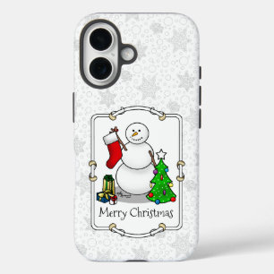 Funda iPhone 16 Feliz Navidad 2 Árbol reaccionando a Snowman
