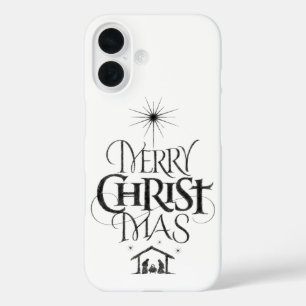 Funda iPhone 16 Feliz Navidad Cristiano Jesucristo Calligrafía
