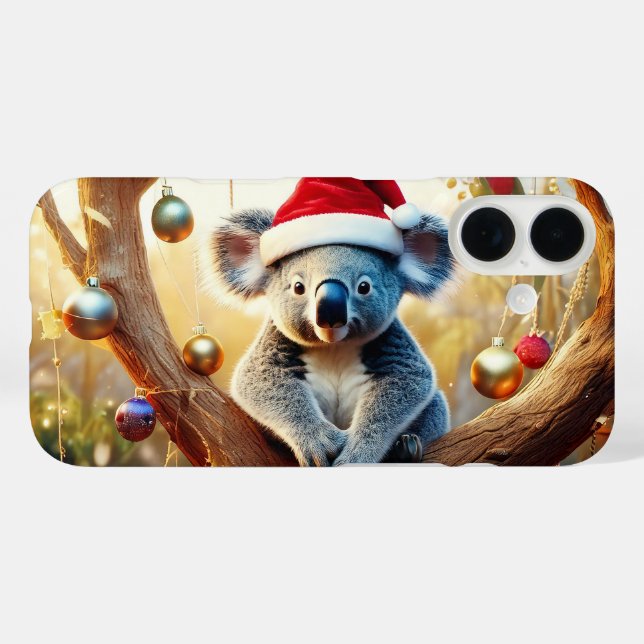 Funda iPhone 16 Feliz Navidad Koala sentado en Gumtree (Reverso (Horizontal))