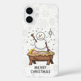 Funda iPhone 16 Feliz Navidad Natividad Niño Jesús Snowman