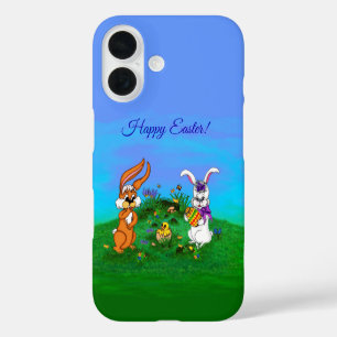 Funda iPhone 16 ¡Feliz Pascua! Conejo con conejo y pollo