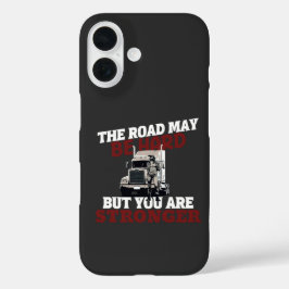 Funda iPhone 16 Femenino Camionero Fuerte Camino Resiliente Orgull