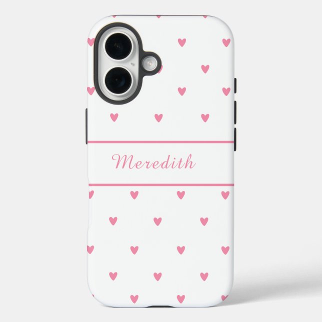 Funda iPhone 16 Feminine Pink Heart Personalized  (Reverso )