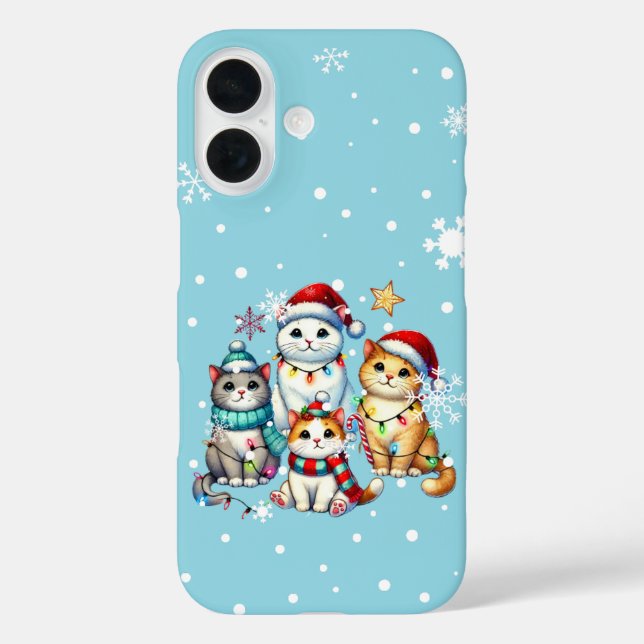 Funda iPhone 16 Festividades adorables Navidades gatos Festividad (Reverso )