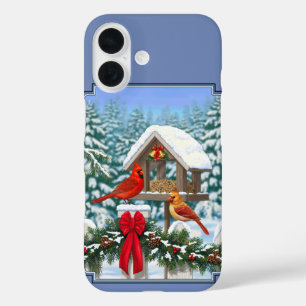 Funda iPhone 16 Fiesta de Navidad de Cardenales Azul