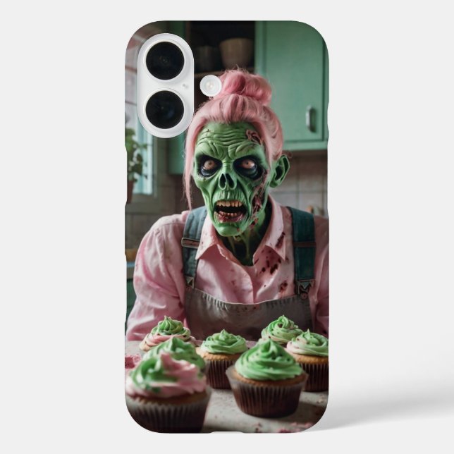 Funda iPhone 16 Fiesta de torta zombie (Reverso )