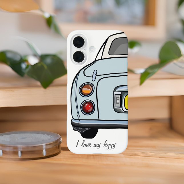 Funda iPhone 16 Figarras Nombre Pale Aqua Figaro Car Cute (Cute pale aqua figaro phone case with space for your name. I love my figgy!)