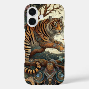 Funda iPhone 16 Filigario caprichoso de Gato de la Jungla Mística
