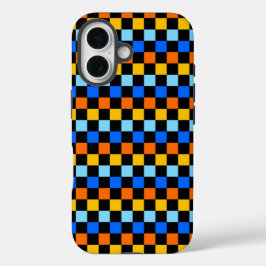 Funda iPhone 16 Fire and ice checkerboard pattern