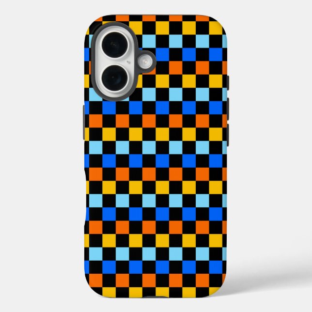 Funda iPhone 16 Fire and ice checkerboard pattern (Reverso )