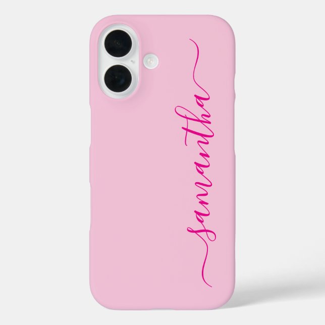 Funda iPhone 16 Firma de la chica rosada caliente (Reverso )