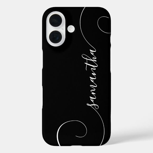 Funda iPhone 16 Firma de rayas negras y blancas (Reverso )