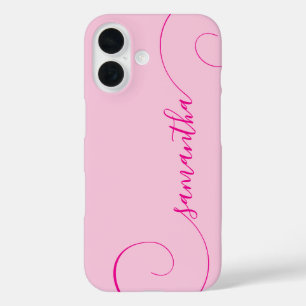 Funda iPhone 16 Firma de rayas rosadas calientes