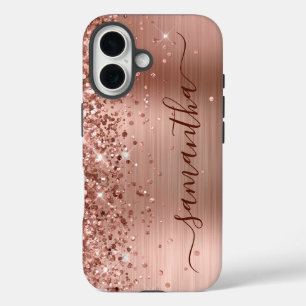 Funda iPhone 16 Firma Purpurinoso Rosa Gold Metallic Girly