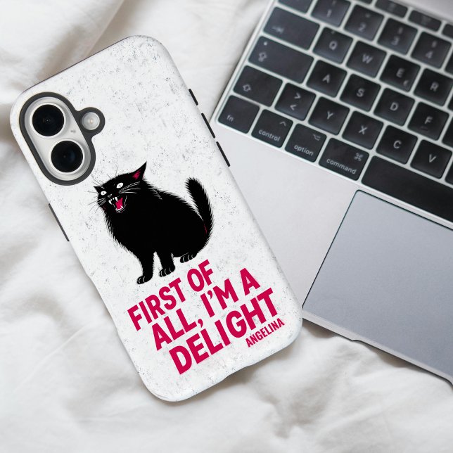 Funda iPhone 16 First Of All I'm A Delight Roaring Black Cat (Subido por el creador)