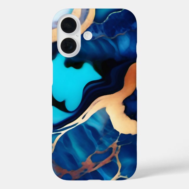 Funda iPhone 16 Flamante dorado azul trenzado (Reverso )