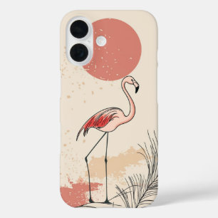 Funda iPhone 16 Flamingo y el Sol Rojo