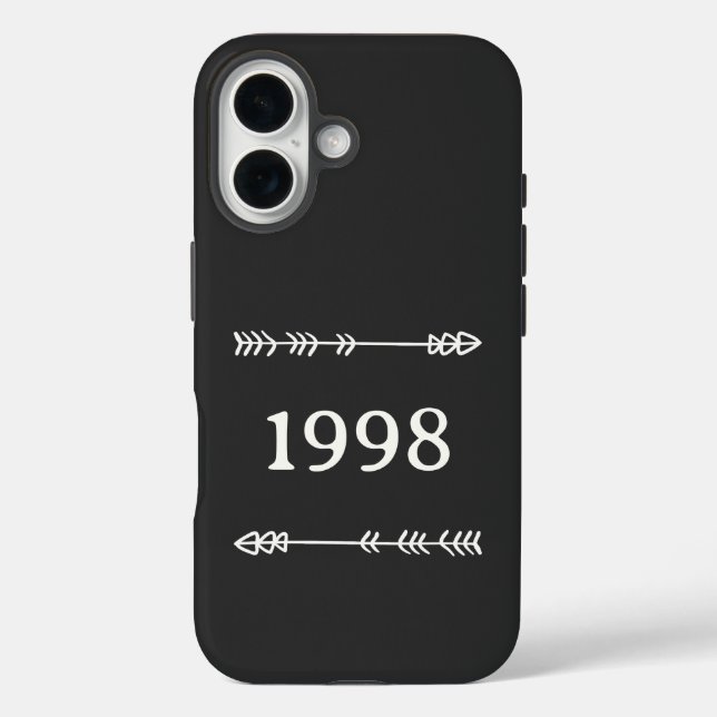 Funda iPhone 16 Flechas, círculo y número o año (Reverso )