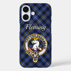 Funda iPhone 16 Fleming Clan Badge & Tartan Personalizado