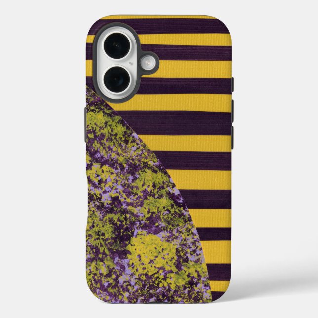 Funda iPhone 16 Flor abstracta geométrica con rayas (Reverso )