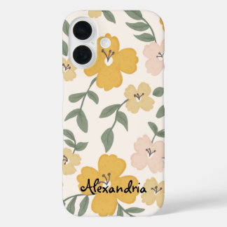 Funda iPhone 16 Flor amarillo y rosa Hibiscus Botánica