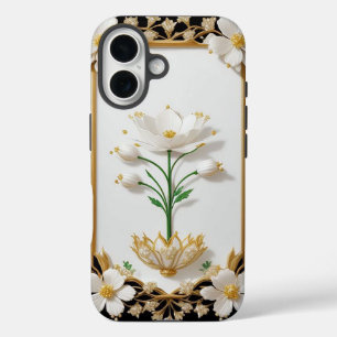 Funda iPhone 16 Flor Blanca Elegante