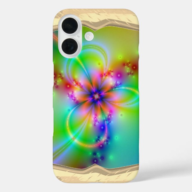 Funda iPhone 16 Flor Colorida Con Cintas (Reverso )