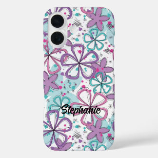 Funda iPhone 16 Flor de flores - Flores de doodle con bandeja de p