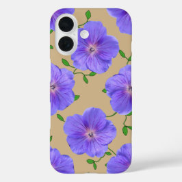 Funda iPhone 16 Flor de geranio azul en cualquier color