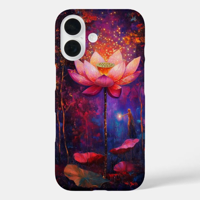 Funda iPhone 16 Flor de Lotus y angélico (Reverso )