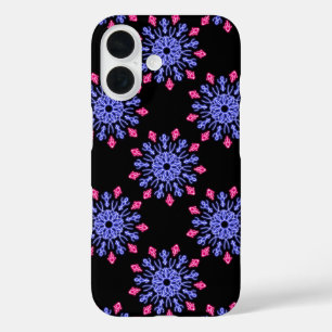 Funda iPhone 16 Flor de neón azul y rojo