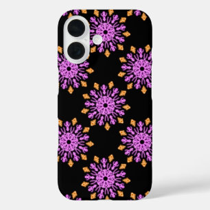 Funda iPhone 16 Flor de neón rosa y naranja