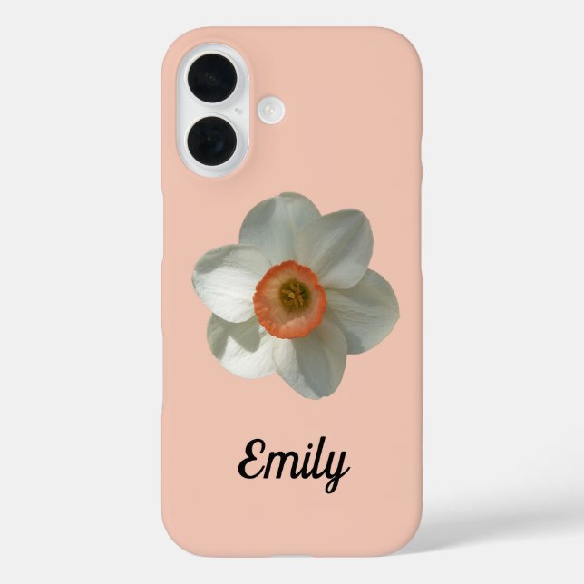 Funda iPhone 16 Flor de primavera rosada de Daffodil (Reverso )
