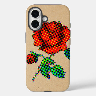 Funda iPhone 16 Flor de Rosa Semitono en Papel Marrón Arte Refinad