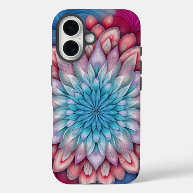 Funda iPhone 16 Flor fractal (Reverso )