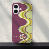 Flor geométrica retro-violeta verde púrpura modern