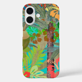 Funda iPhone 16 Flor Hawai Hula Vintage Floral Gráfico