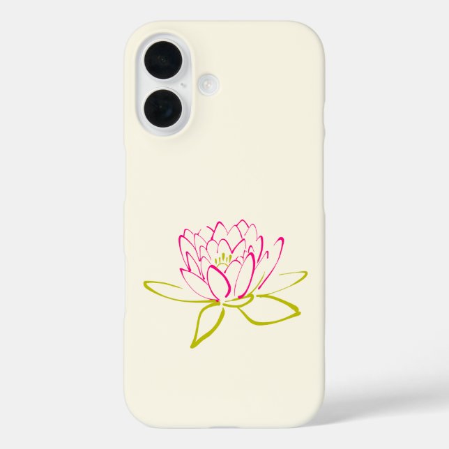 Funda iPhone 16 Flor Lotus / Lily de agua en fondo crema (Reverso )