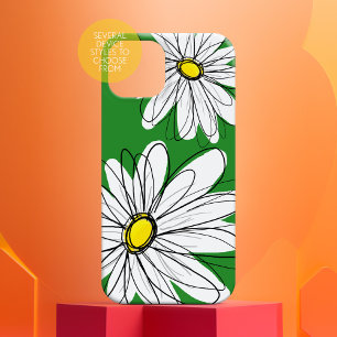 Funda iPhone 16 Flor moderna Dibujo amarillo blanco