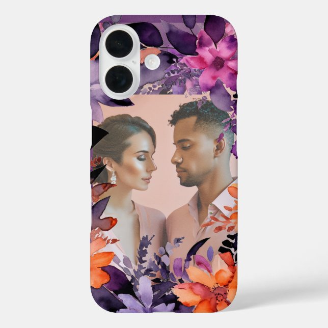 Funda iPhone 16 Flor morada Elegancia Floral Romántica Foto (Reverso )