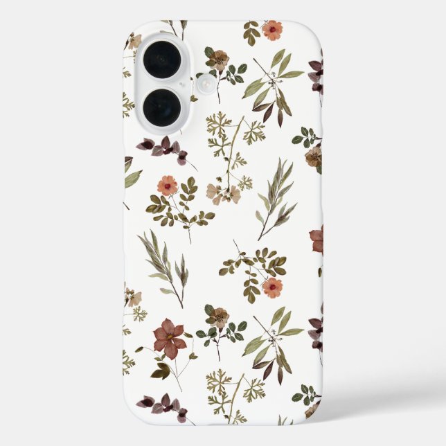 Funda iPhone 16 Flor silvestre verde de Borgoña (Reverso )