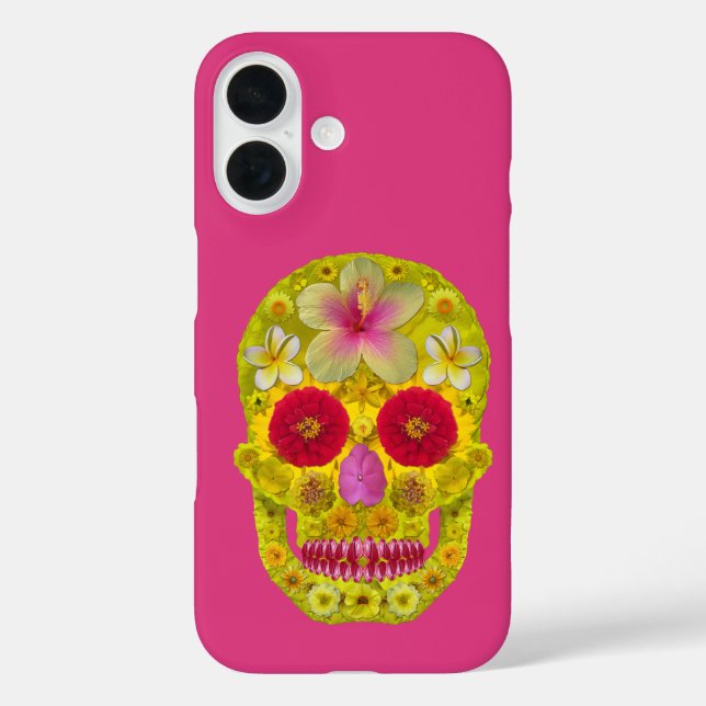 Funda iPhone 16 Flor Skull 8 (Reverso )