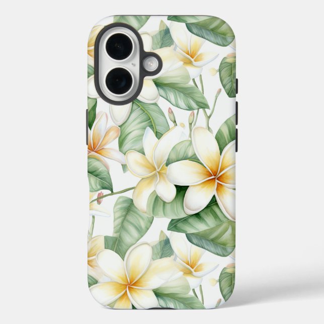 Funda iPhone 16 Flor tropical frangipani fuerte (Reverso )