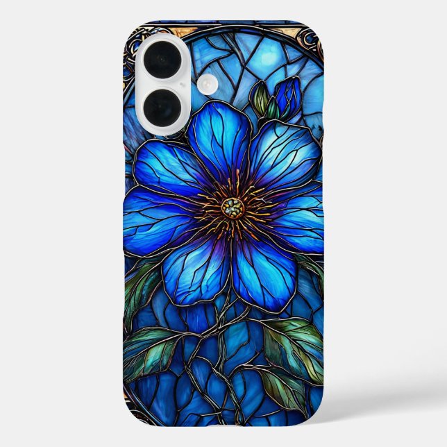 Funda iPhone 16 Flor vibrante de vidrio emplomado (Reverso )